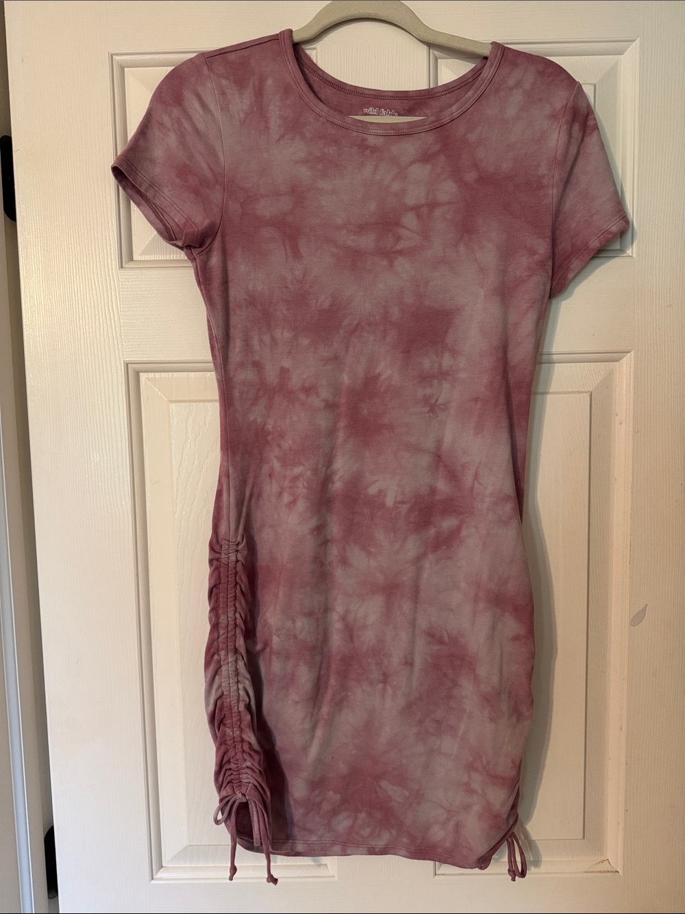 wild fable Mauve Tie-Dye Short Sleeve Ruched Side Dress